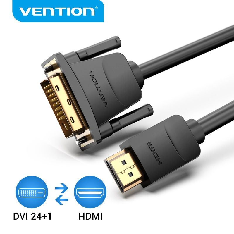 -2m -Vention Câble DVI VERS HDMI DVI D 24 + 1 Broches Mâle à Mâle Câble HD 1080P Convertisseur pour PS4 Projecteur HDTV Câble HDMI