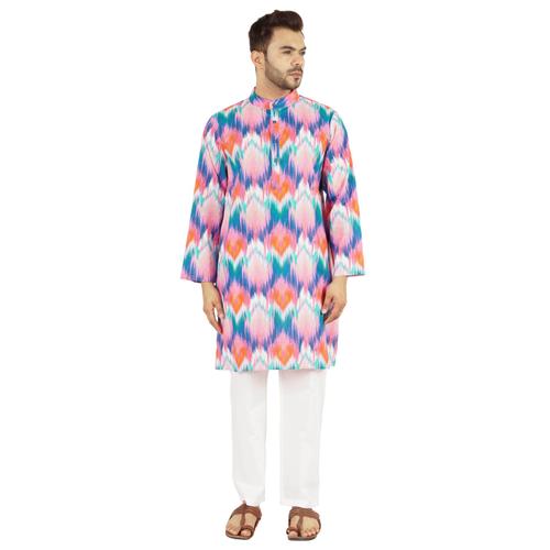 Atasi Indian Designer Kurta For Hommes Imprim Longues Manches Summer Ethnique Shirt Longue