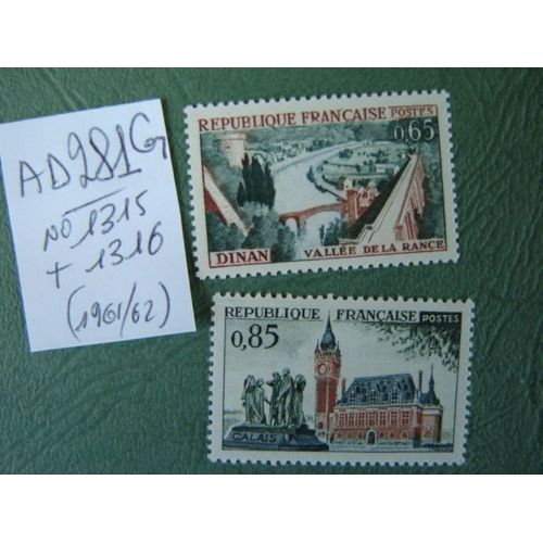 Ad 281 G // Lot 2 Timbres France Neufs 1961/62*N°1315/1316 Dinan/Calais