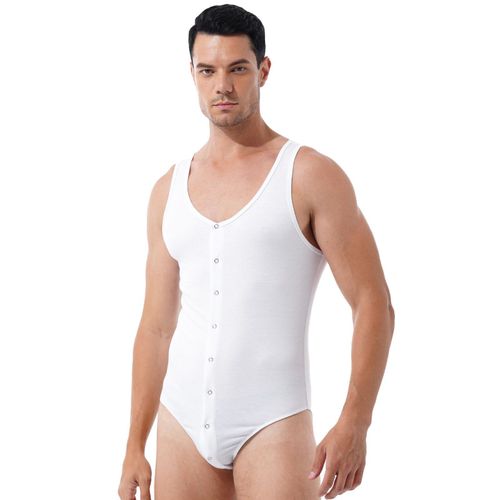 Hommes Hommes Barboteuses Col Rond Sans Manches Body Sport Salle De Sport Fitness Couleur Unie Justaucorps Presse Bouton Fermeture Combinaisons Maigres
