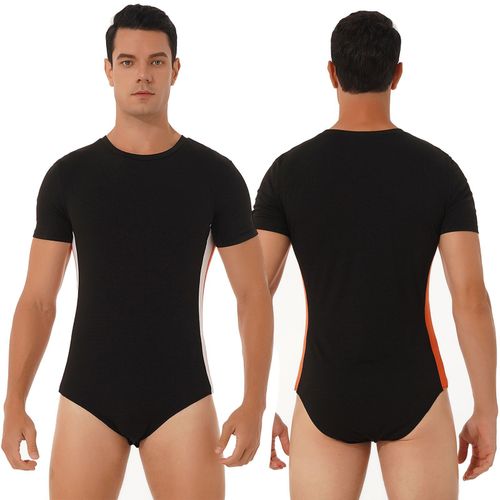 Hommes Homme Body Costume Été Respirant Body Vêtements De Nuit Décontracté Boutons À L'entrejambe Combinaisons Sport Fitness Justaucorps Clubwear