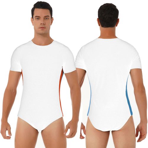 Hommes Homme Body Costume Été Respirant Body Vêtements De Nuit Décontracté Boutons À L'entrejambe Combinaisons Sport Fitness Justaucorps Clubwear