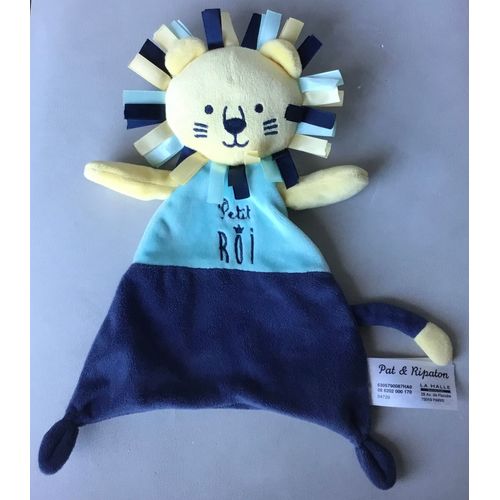 Doudou Lion Petit Roi Bleu Jaune Pat Et Ripaton 