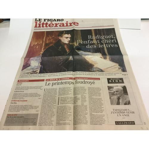 Radiguet L'enfant Chéri Des Lettres Supplement Hebdomadaire Le Figaro Littéraire Jeudi 9 Aout 2001