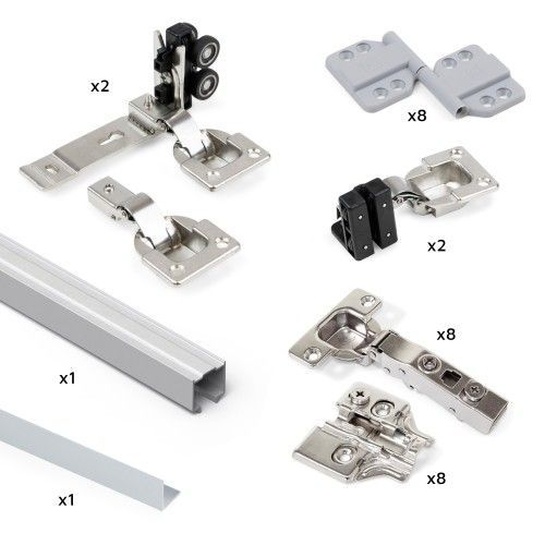 Système coulissant et pliant 2 portes - 50 kg - guide bas - Twofold EMUCA