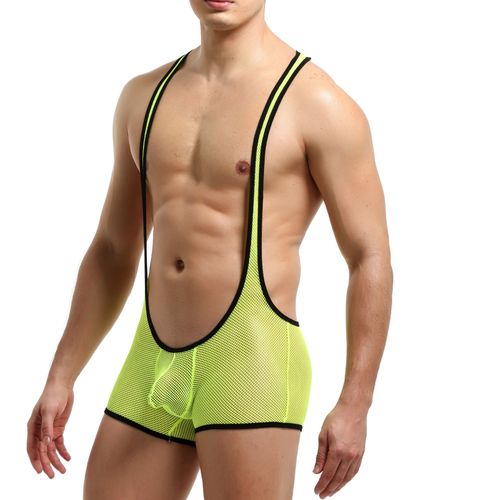 Sous-Vêtements En Dentelle Pour Hommes, Sexy, Pantalon En Maille, Jockstrap, Lutte, Singlet, Leotard, Combinaisons À Bretelles