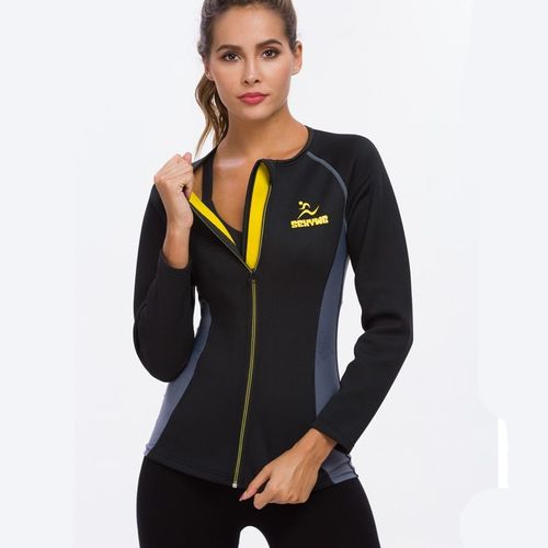 Lanfei Femmes Néoprène À Manches Longues Sueur Sauna Gilet Perte De Poids Sport Entraînement Minceur Chemise Corps Shaper Taille Formateur Corset Haut