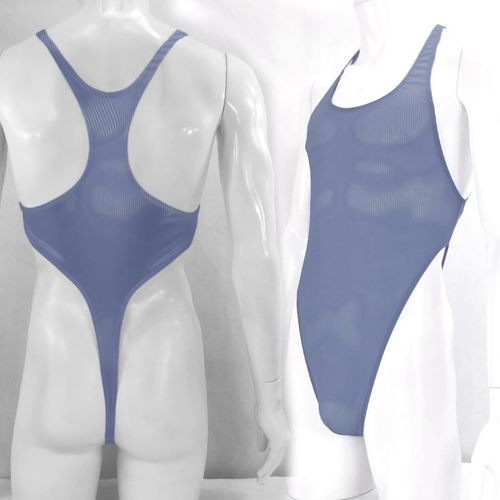 Justaucorps Pour Homme, Justaucorps En Spandex, Coupe Haute, Semi-Transparent, Extensible