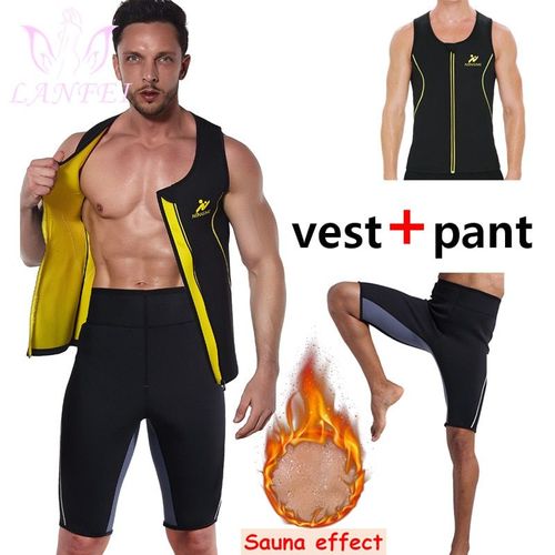 Pantalon De Sauna + Haut En Néoprène Pour Homme, Combinaison Thermique Amincissante, Gilet Masculin, Perte De Poids, Brûle Les Graisses, Corset Modelant Le Corps