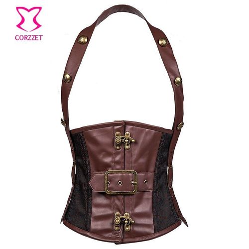 Gilet Sans Manches À Rayures Noires Pour Hommes, Gilet En Cuir, En Acier Inoxydable, Veste Steampunk, Corset Gothique