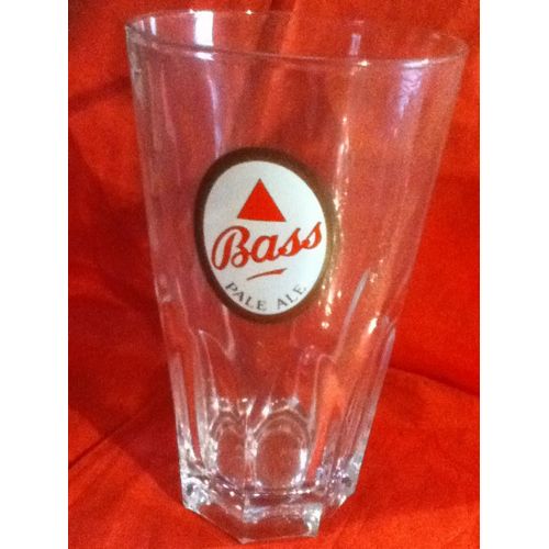Verre À Bière Ancien Bass Pale Ale  33cl Emaillé Rouge,Blanc, Brun. Fond Épais Et Cannelé