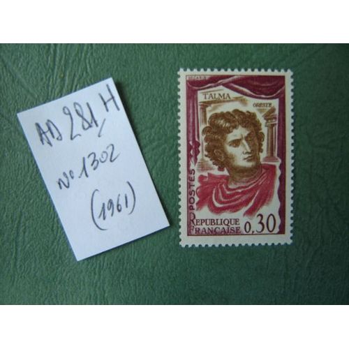 Ad 281 H // Timbre France Neuf 1961 *N° 1302 "Talma