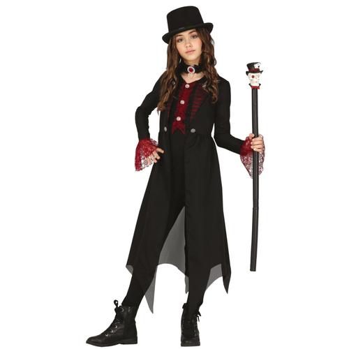 Déguisement Gothique Chic Noir Et Rouge Enfant - Taille: 5 À 6 Ans (110-115 Cm)