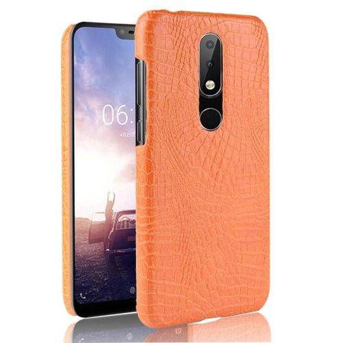 Classique Élégant Étui Pour Nokia 5.1 Plus /Nokia X5 Anti Éraflure Compatibilité Housse De Protection Mode Classique D'alligator - Couleur Orange