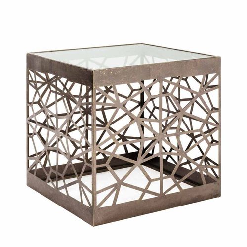 Paris Prix - Table D'appoint Carrée En Verre "Tiago" 50cm Bronze