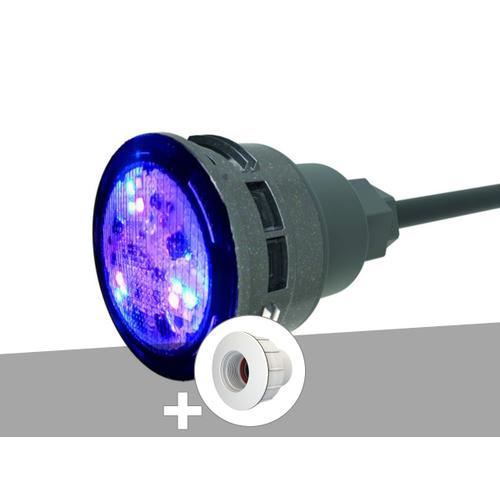 Projecteur LED 7W RGBW X7 Mini-Brio+ + Traversée de paroi blanche piscine coque - CCEI