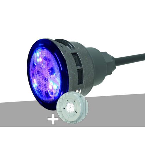 Projecteur LED 7W RGBW X7 Mini-Brio+ + Enjoliveur blanc piscine liner - CCEI