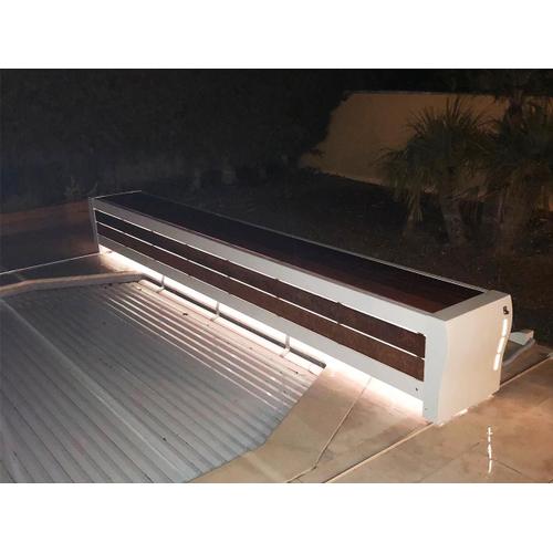 Volet de piscine mobile automatique hors-sol Banc Design sur rail pour piscine 7,00 x 3,50 m - Sofatec