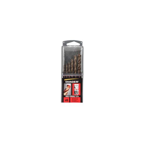 Coffret solo 6 pcs HSS Cobalt 5% D. 2, 3, 4, 5, 6, 8 mm - 706C - Diager