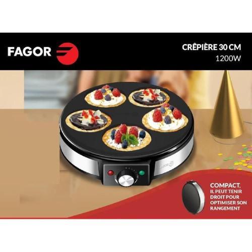 Fagor FG541 - Crepiere 30 cm -1800 W - Thermostat réglable : 90-220°C - Revetement anti-adhésif - Pour 5 mini-crepes