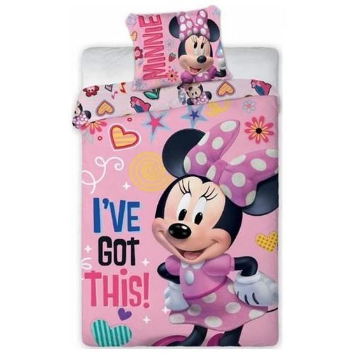 Parure Housse De Couette Minnie 140x200 Cm Et Taie D'oreiller - Disney (Rose)