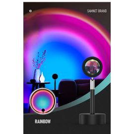 Sunset Projection Led Light, 180 Degrés De Rotation Lampe De Projection Coucher De Soleil Arc-En-Ciel Coucher