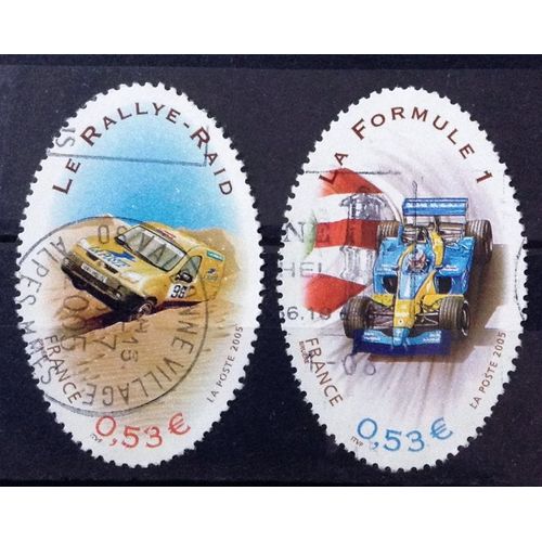 Sport Automobile - Rallye-Raid 0,53 (N° 3799) + Formule 1 0,53 (N° 3800) Obl - France Année 2005 - Brn83 - N31604