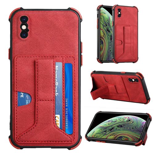 Etui Iphone X, Coque À Cartes De Rêve En Cuir Pu Pour Iphone X, Adapté À L'étui Pour Téléphone Iphone X - Rouge