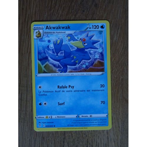 Cartes Pokemon Akwakwak 120 Pv 025/203 Épée Et Bouclier 7 Evolution Céleste