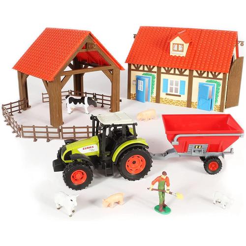 Starlux Coffret Agriculture Macfarm - Ferme A Assembler Avec Fermier Tracteur Claas Et Animaux 6421 / 802234 Jeu Reproduction Figurine Enfant Kids