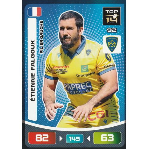 N° 92 - CARTE PANINI ADRENALYN XL - RUGBY 2020 / 2021 - ETIENNE FALGOUX -  ASM CLERMONT AUVERGNE
