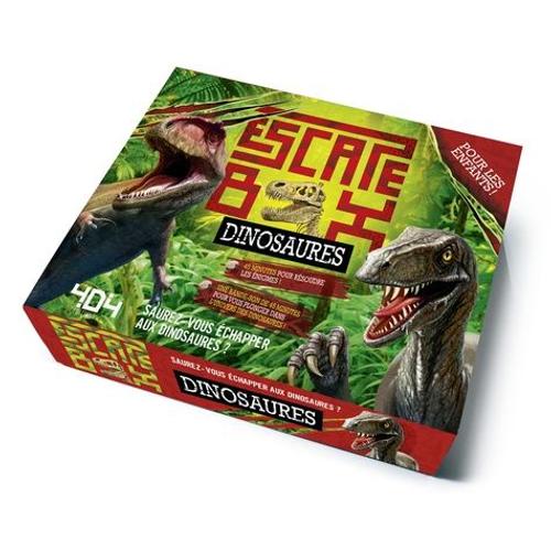 Escape Box Dinosaures - Contient : 1 Livret, 40 Cartes, 1 Bande-Son De 45 Minutes, 1 Poster