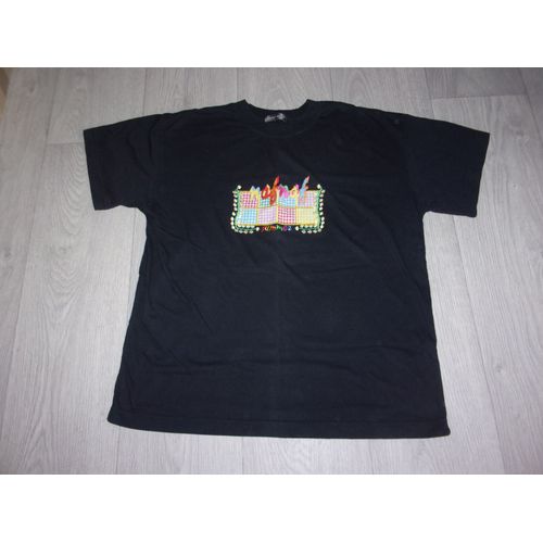 Tee Shirt Noir Encart Multicolore Naf Naf