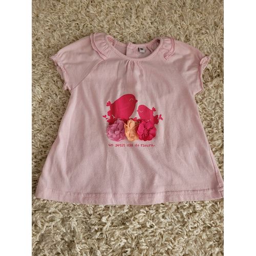 T-Shirt Rose Fleuri 18 Mois