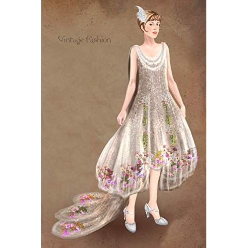 Vintage Fashion: Writing Notebook, Diary, 1920 Fancy Dress Fashion Illustration, Roaring Twenties Journal With Lined Pages