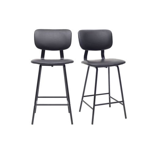 Tabourets De Bar Vintage Noir Avec Pieds Métal 65cm (Lot De 2) Lab