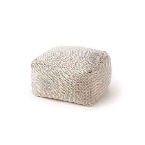 Pouf En Laine Fait Main Rocco Blanc 55x55x30 Cm - Tapis Nature
