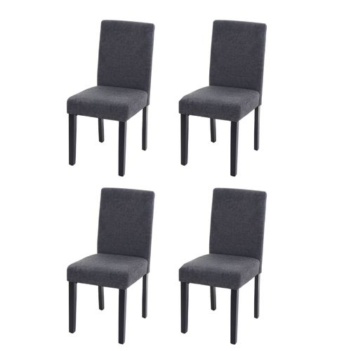 4x Chaise De Salle À Manger Chaise De Cuisine Littau   Textile, Gris Anthracite, Pieds Foncés