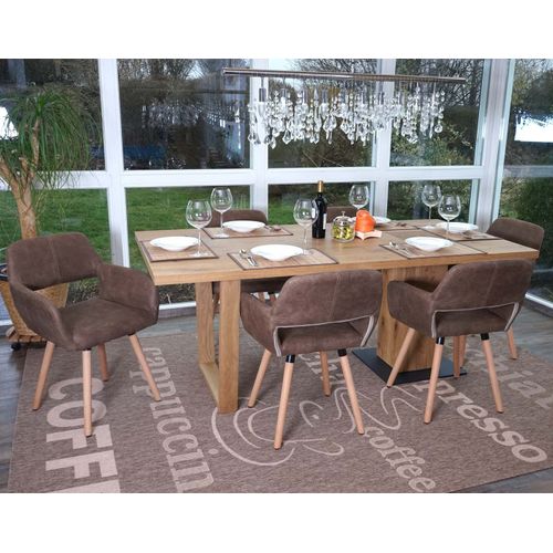 6x Chaise De Salle À Manger Hwc-A50 Ii, Fauteuil, Design Rétro Des Années 50   Tissu, Marron