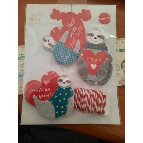 Kit D'étiquettes Paresseux Créez Votre Cadeau Parfait Thème Paresseux Coeur Rose 9 Étiquettes Guirlande