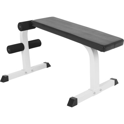 Gorilla Sports - Banc De Musculation Dc / Abdominaux Décliné Fixe / Banc De Musculation Sit Up Blanc