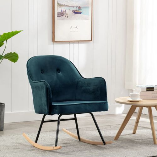 Vidaxl Chaise À Bascule Bleu Velours