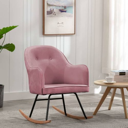 Vidaxl Chaise À Bascule Rose Velours