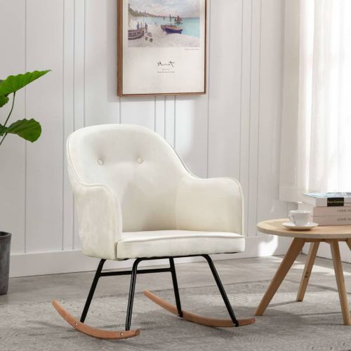 Vidaxl Chaise À Bascule Blanc Crème Velours