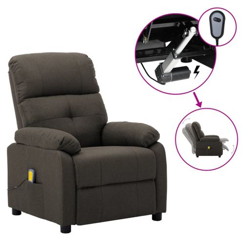 Vidaxl Fauteuil De Massage Inclinable Électrique Taupe Tissu