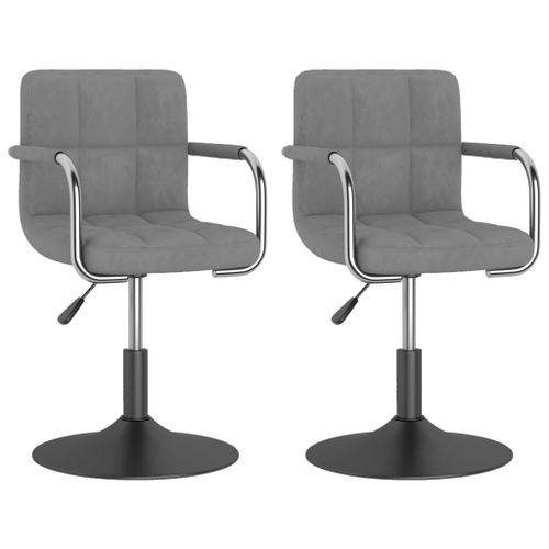 Vidaxl Chaises Pivotantes De Salle À Manger 2 Pcs Gris Clair Velours