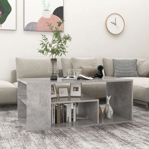Vidaxl Table Basse Gris Béton 100x50x40 Cm Bois D'ingénierie