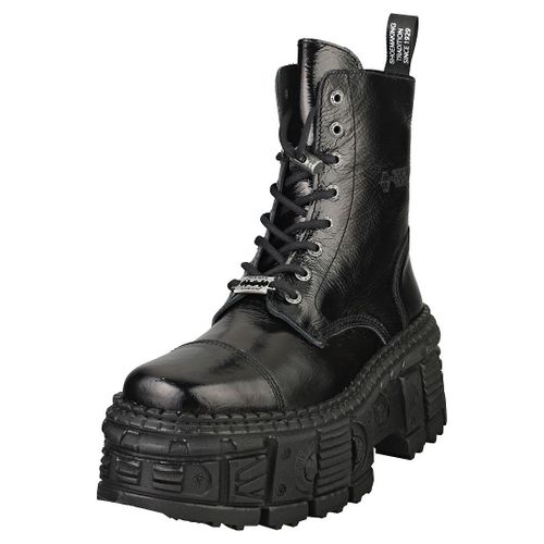 New Rock Black Tank Zip Mixte Adulte Bottes Plate-forme Noir