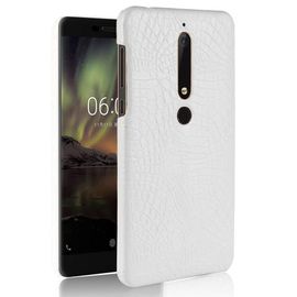 Classique Élégant Étui Pour Nokia 6.1 Compatibilité Housse De Protection Mode Classique D'alligator Anti Éraflure - Blanc