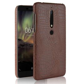 Classique Élégant Étui Pour Nokia 6.1 Compatibilité Housse De Protection Mode Classique D'alligator Anti Éraflure - Le Brun